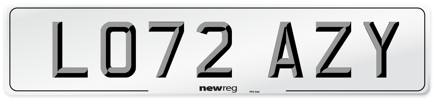 LO72 AZY Number Plate from New Reg